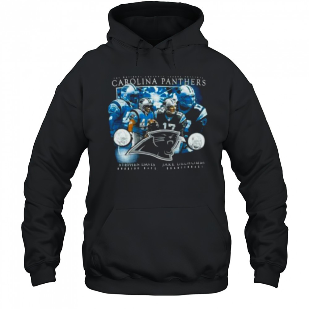 00s Carolina Panthers Jake Delhomme Stephen Davis Vintage Black Star Players NFL Shirt