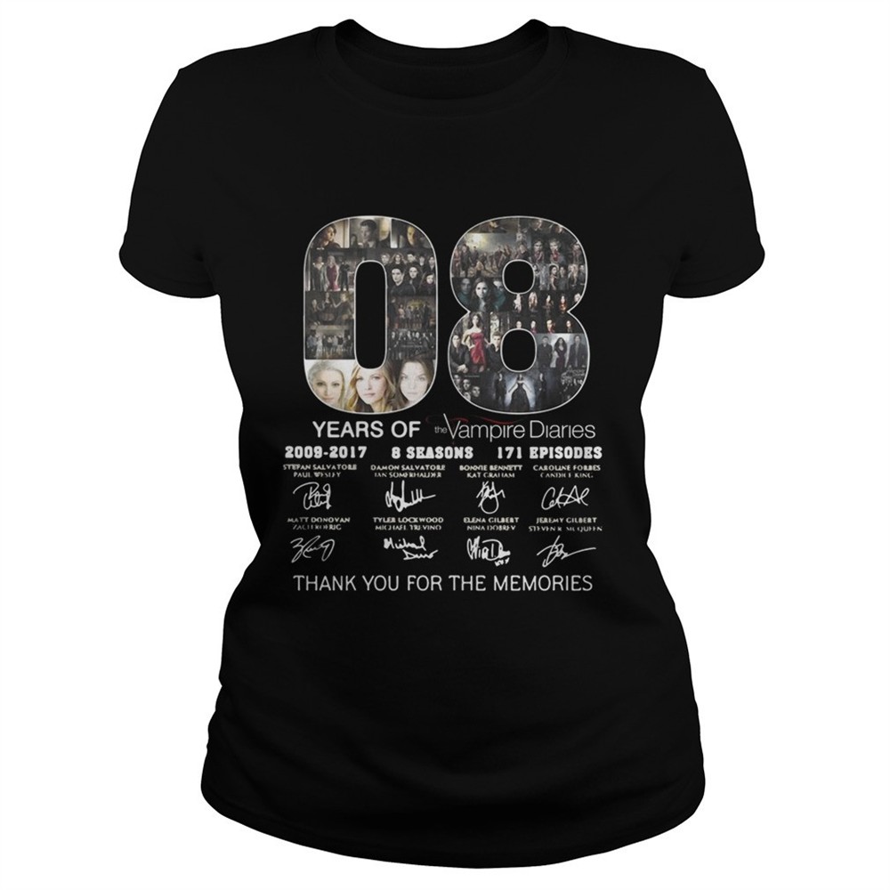 08 years of the Vampire Diaries thank you for the memories shirt