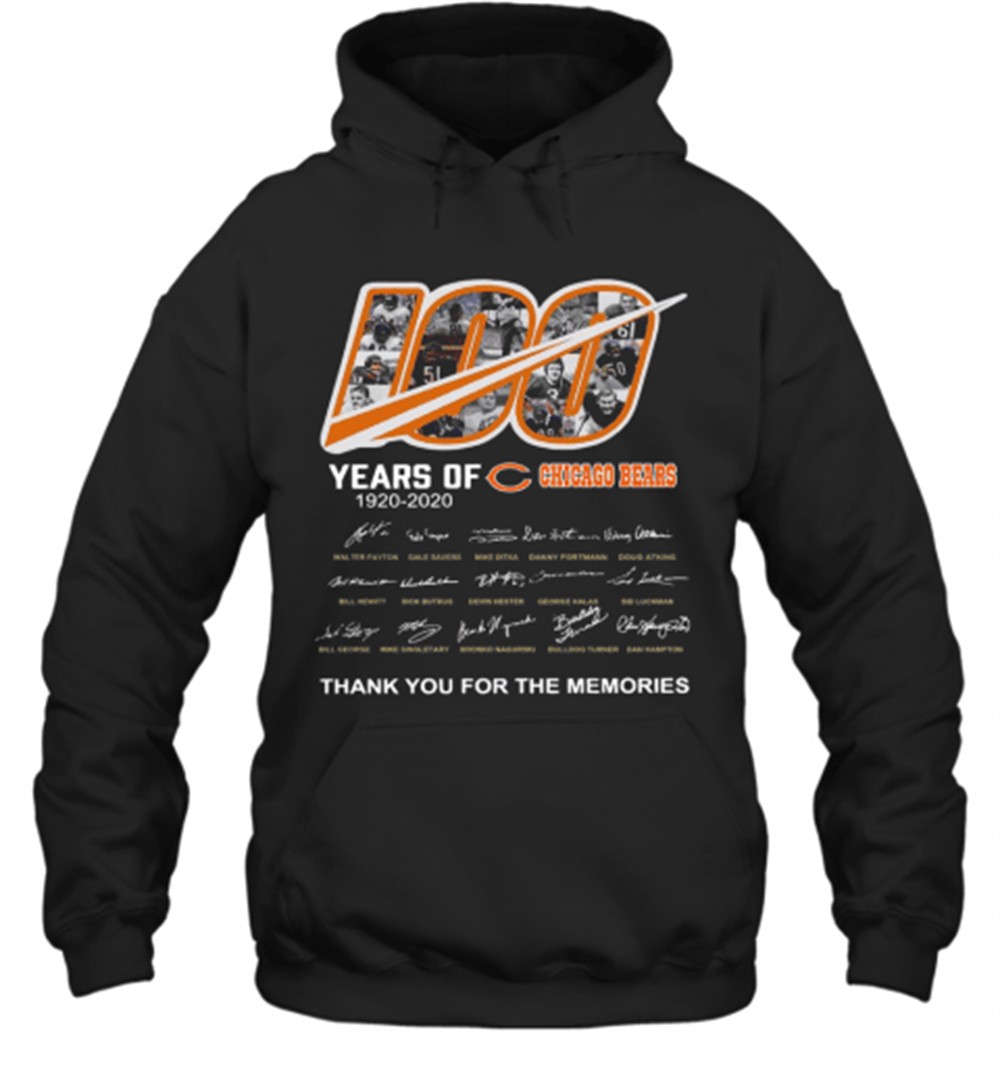100 Years Of Chicago Bears Thank You For The Memories Signatures T-Shirt