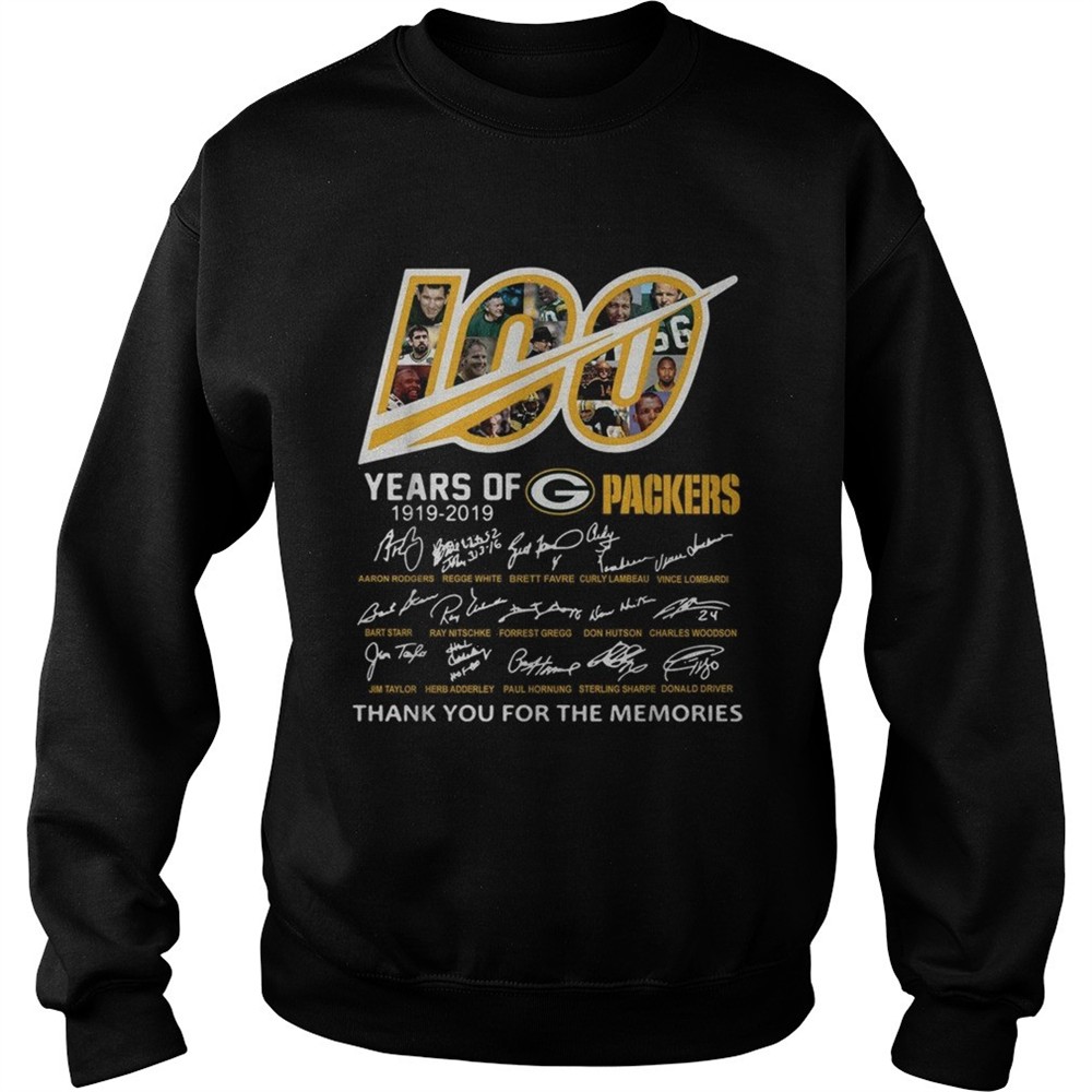 100 Years of Green Bay Packers 19192019 signatures shirt