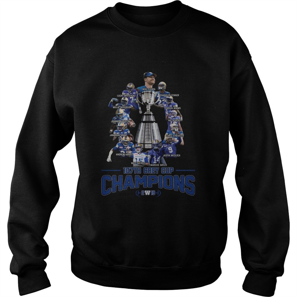 107th Grey Cup Blue Bombers Players Champions 2019 shirt