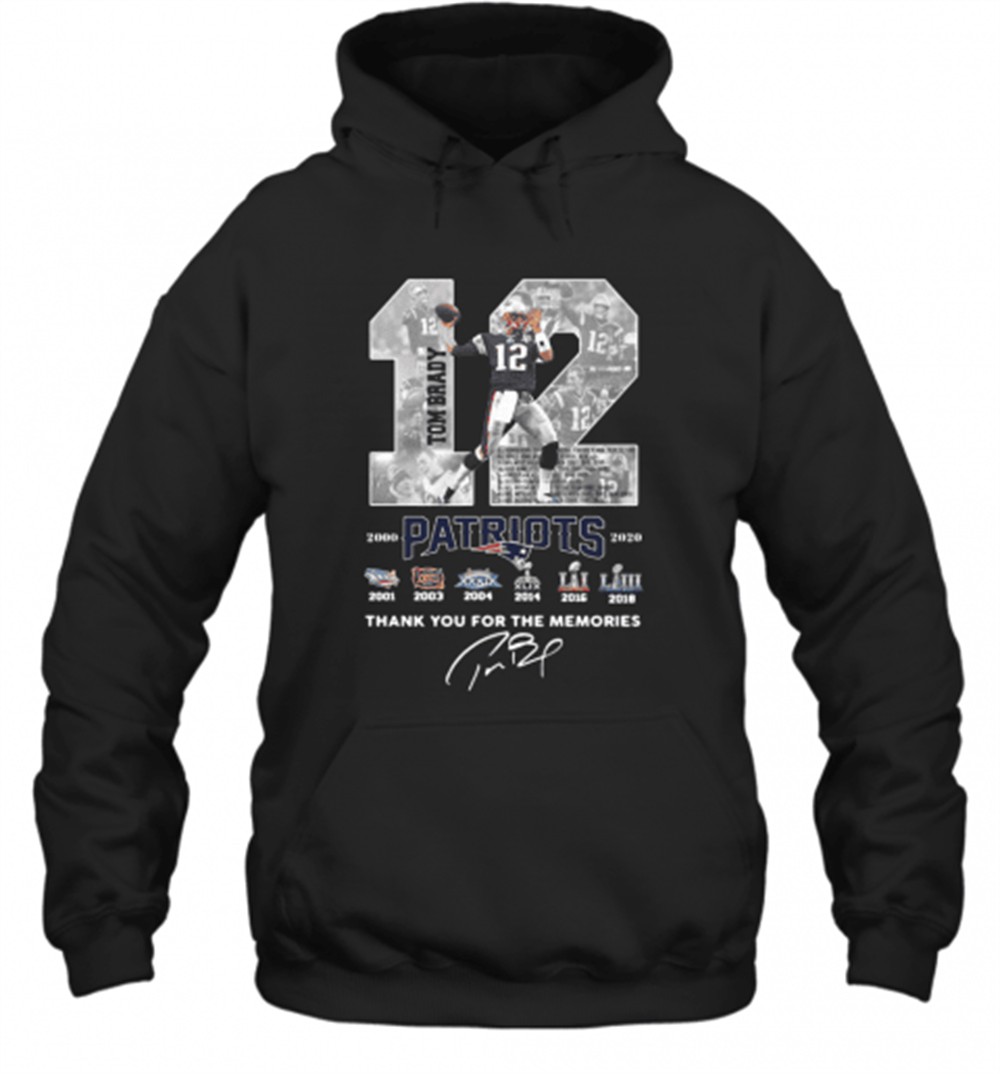 12 Tom Brady Patriots 2000 2020 Thank You For The Memories Signature T-Shirt