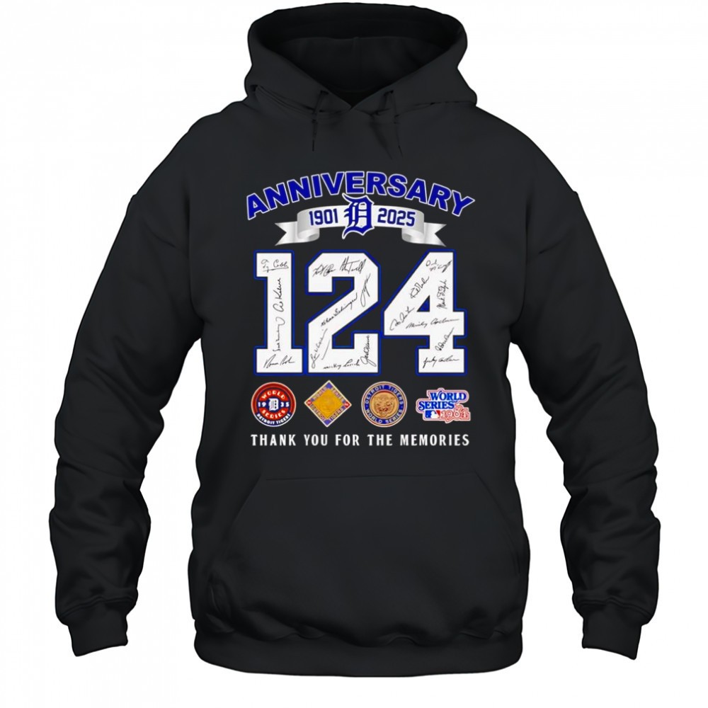 124 anniversary 1901 2025 Detroit Tigers thank you for the memories shirt