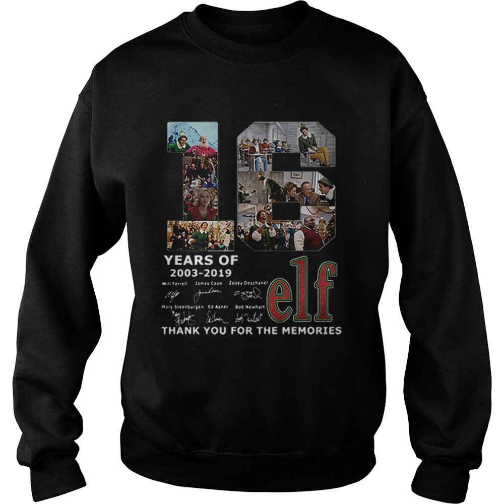 16 Years Of Elf Signatures Thank You For The Memories shirt