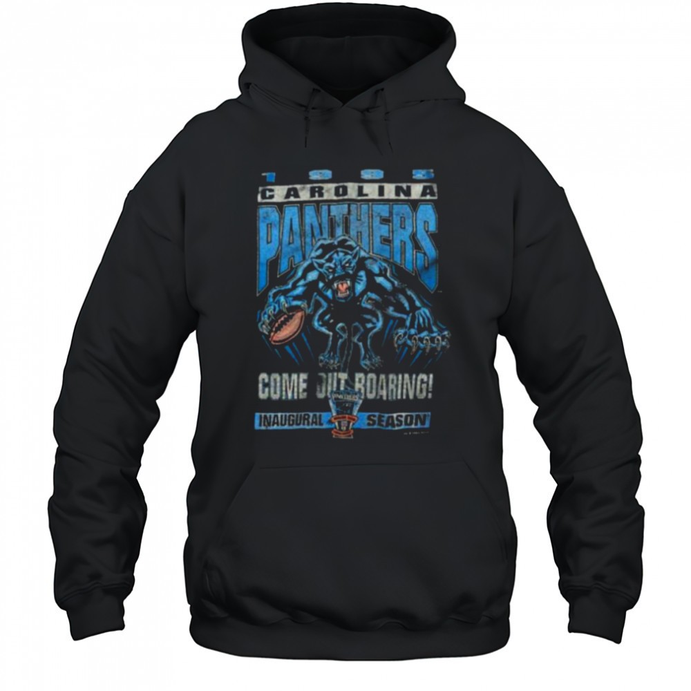 1995 Carolina Panthers Vintage Faded Black Inaugural Season Come Out Roaring Starter NFL Shirt