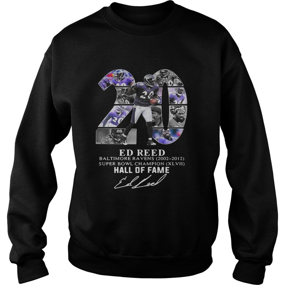 20 Ed Reed Baltimore Ravens 20022012 super Bowl Champion hall of fame shirt