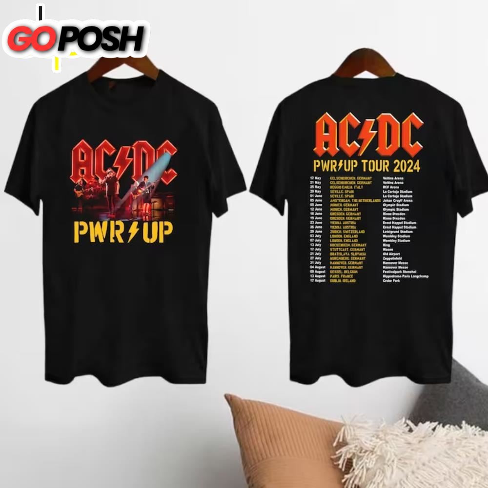 2024 Acdc Pwr Up World Tour Shirt, Rock Band Acdc Graphic Shirts