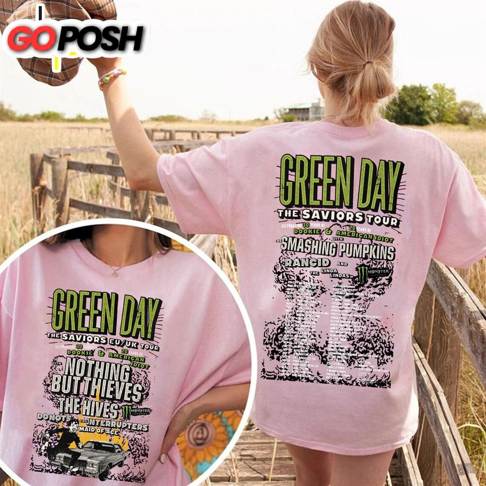2024 Green Day The Saviors Tour Dates 2 Sides T-Shirt