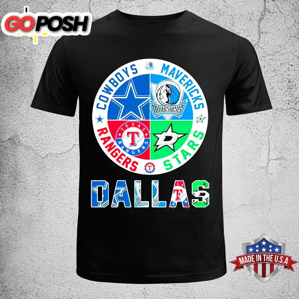 2025 Dallas Sports Teams Logo Cowboys Mavericks Stars And Rangers Unisex T-Shirt