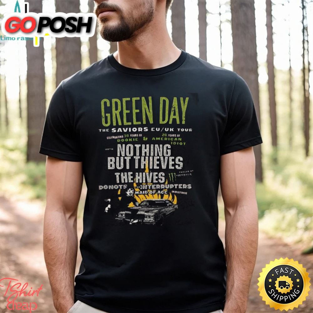 2025 Green Day The Saviors Tour Dates 2 Sides T Shirt