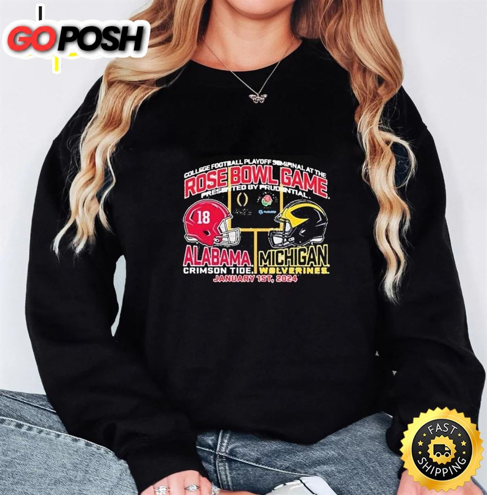 2025 Head To Head Cfp Rose Bowl Game Alabama Vs Michigan Unisex T-Shirt