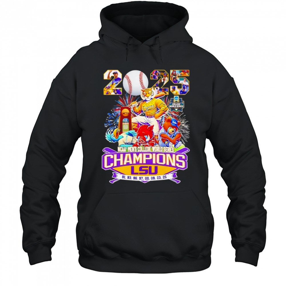 2025 NCAA Mens College World Series Champions LSU Tigers mascot shirt