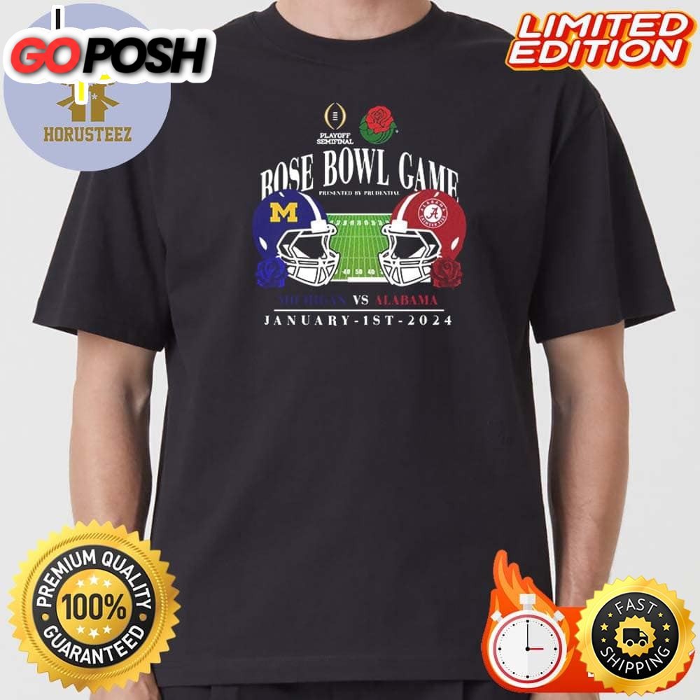 2025 Rose Bowl Game Michigan Wolverines Vs Alabama Crimson Tide Duel Helmets Shirt