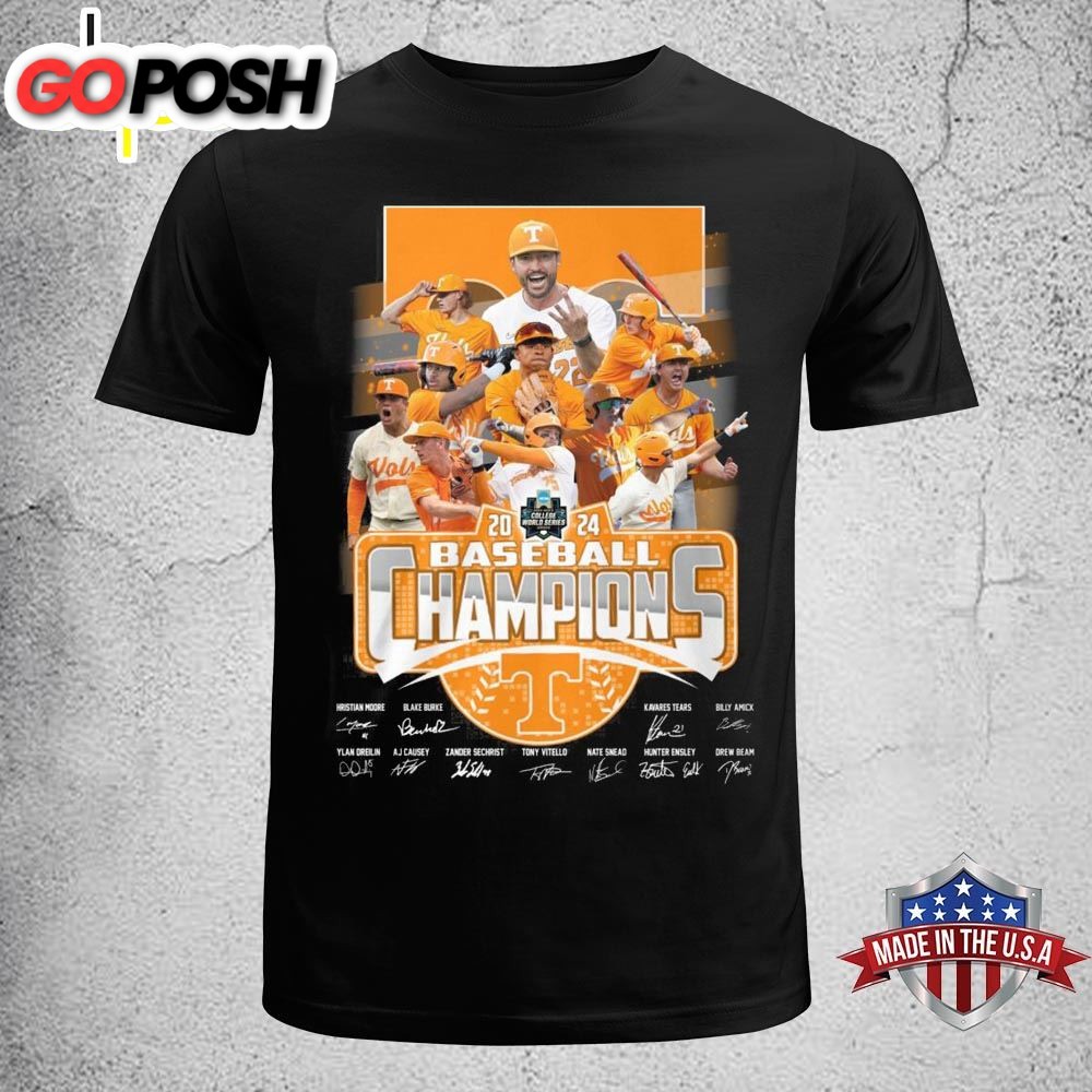 2025 SEC Baseball Champions Tennessee Volunteers Signatures T-shirt