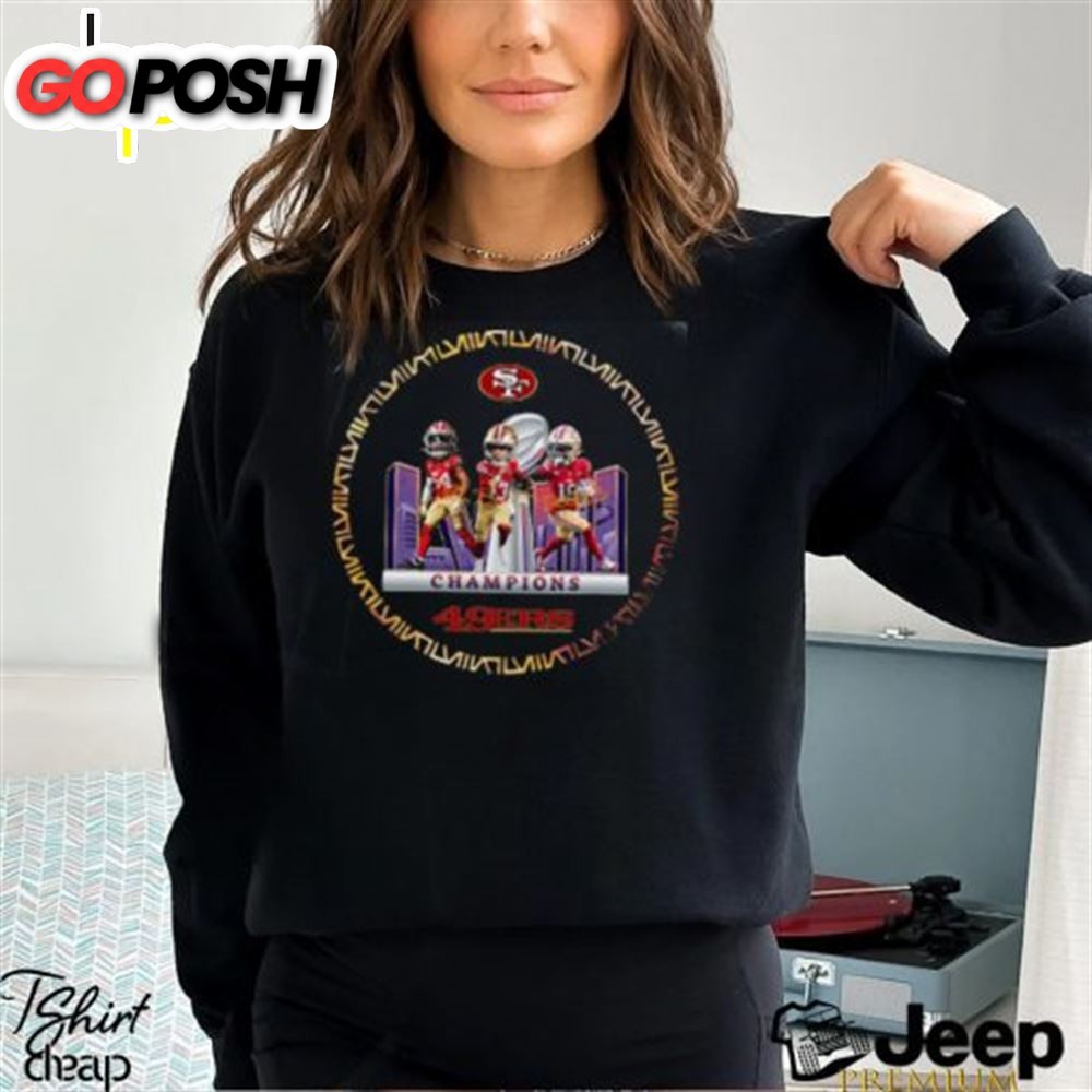 2025 Super Bowl Lviii Champions San Francisco 49ers Bobble Head Golden Lviii Circle Two Sided Merch T Shirt