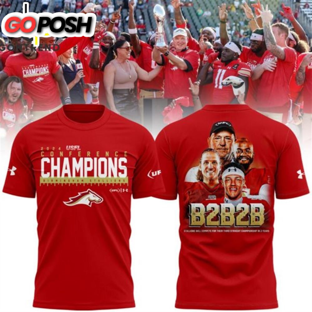 2025 USFL Conference Champions Birmingham Stallions 3D RED T-Shirt