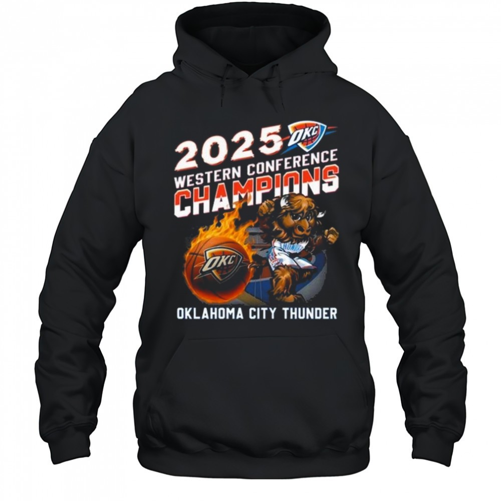 2025 Western Conference Champions Oklahoma City Thunder Mascot Fire Shirt