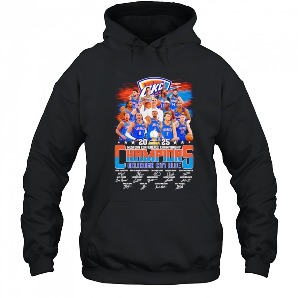 2025 Western Conference Championship Champions Oklahoma City Blue signature shirt