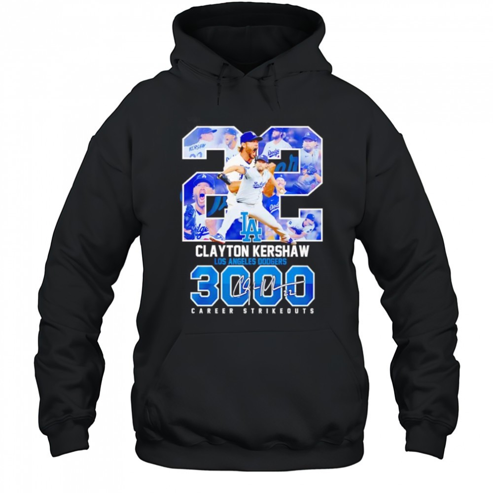 22 Clayton Kershaw Los Angeles Dodgers 3000 career strikeouts shirt