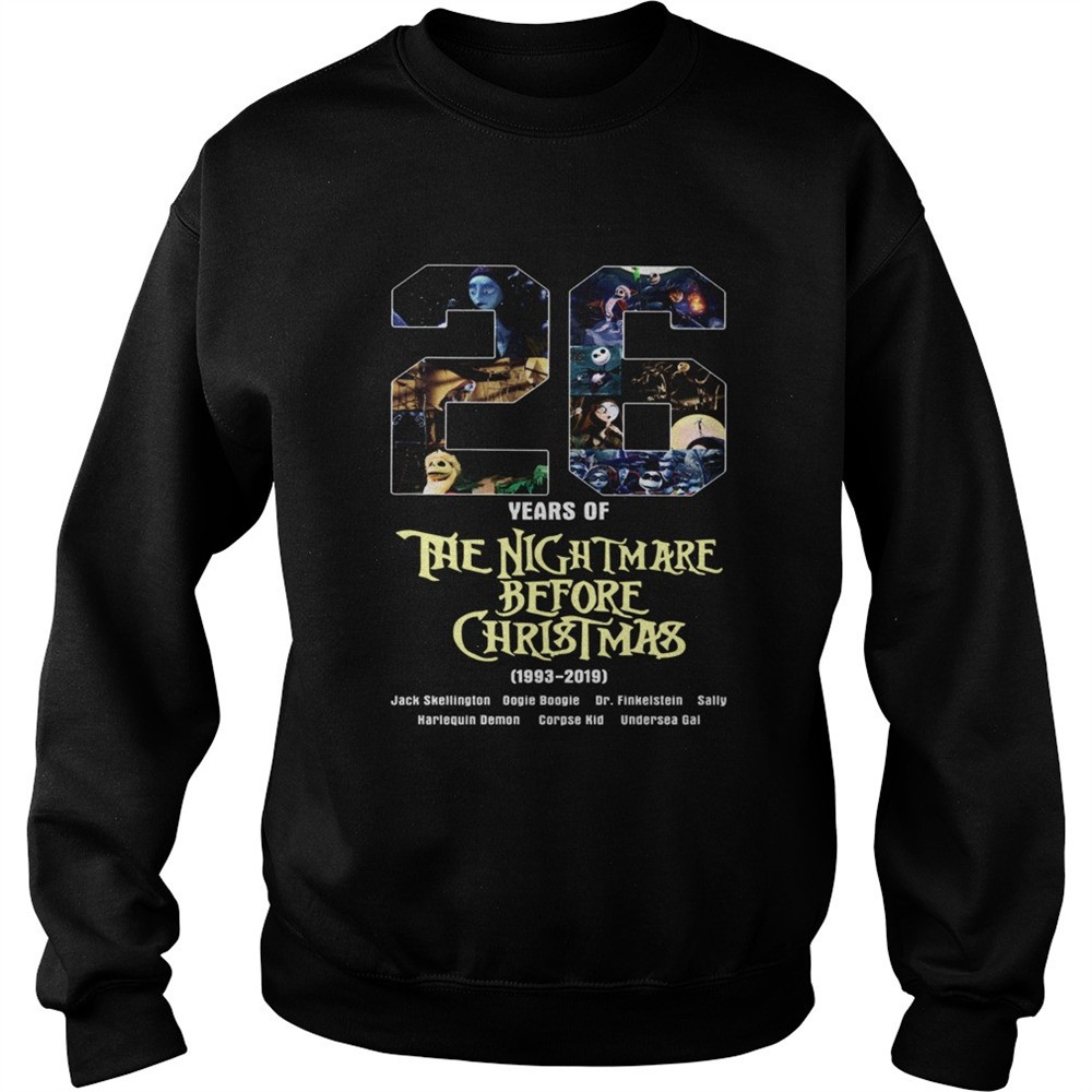 26 Years of The Nightmare Before Christmas 1983 2019 shirt