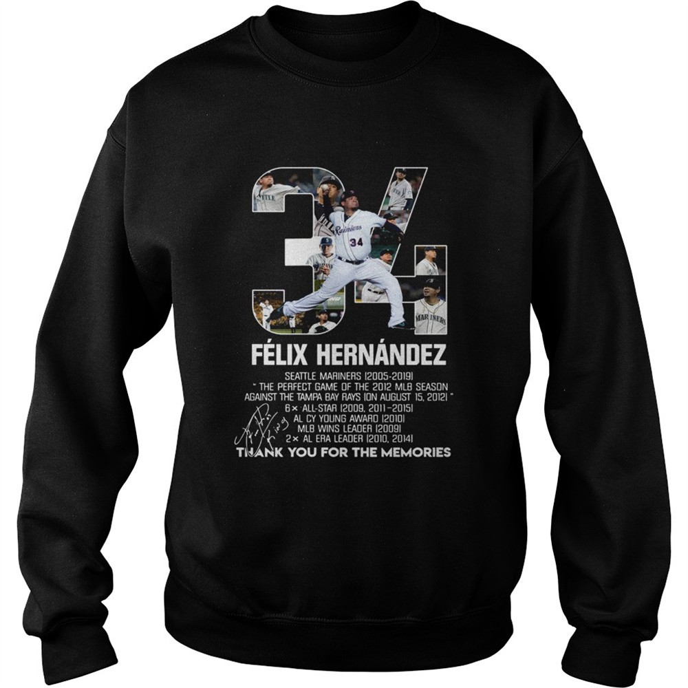 34 Felix Hernandez all awards thank you for the memories shirt