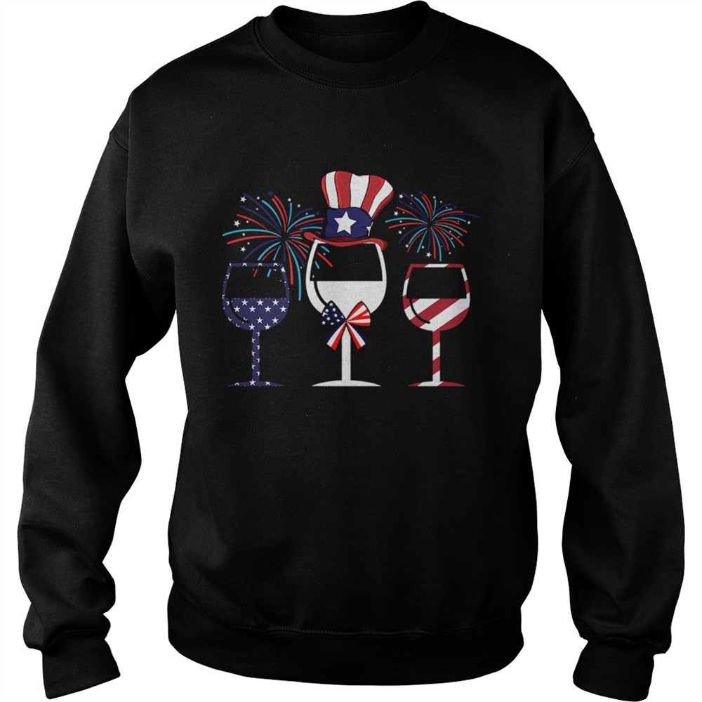 4th Of July American Flag Wine Glass TShirt