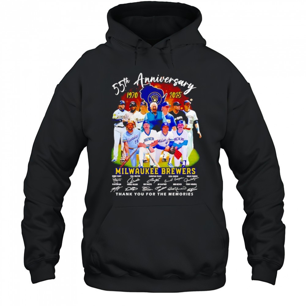 55th anniversary 1970 2025 Milwaukee Brewers thank you for the memories shirt