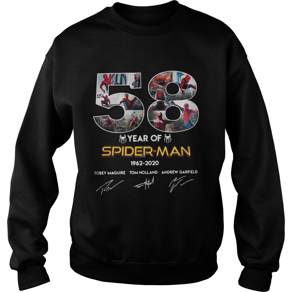 58 year of SpiderMan 19622020 Tobey Maguire Tom Holland Andrew Garfield shirt