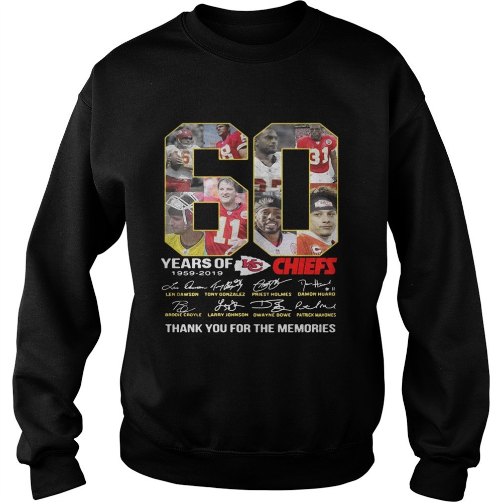 60 Years of Kansas City Chiefs 1959 2019 thank you for the memories shirt