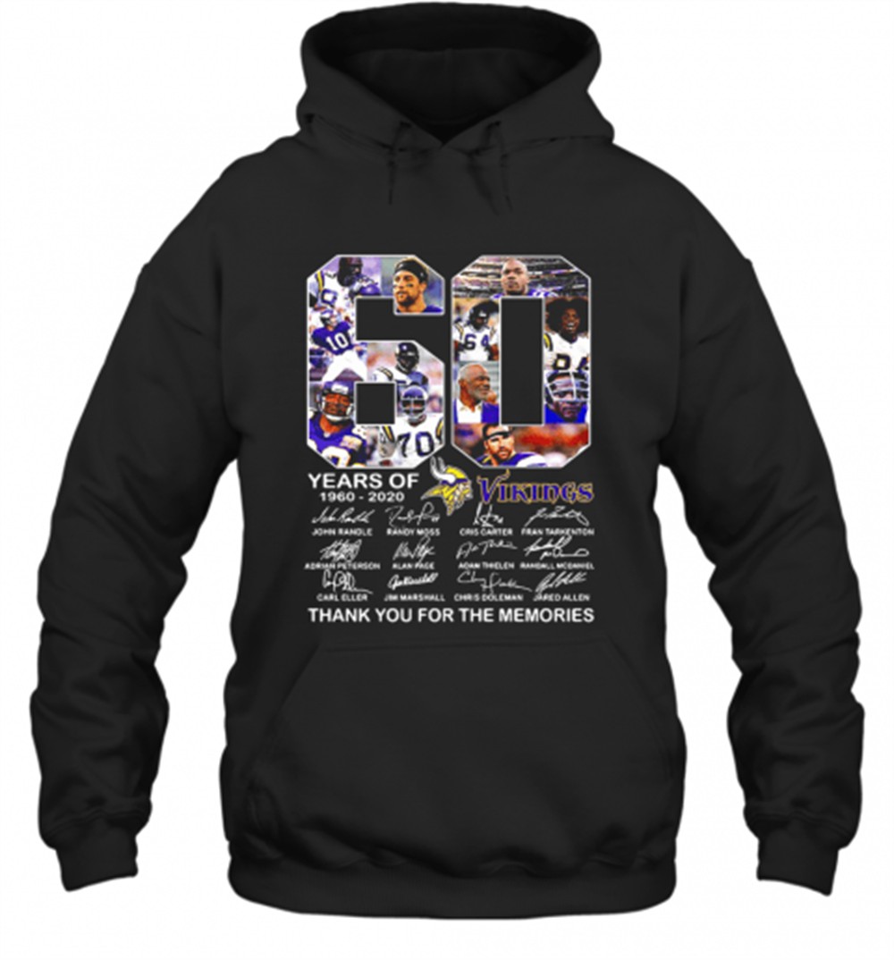 60 Years Of Minnesota Vikings 1960 2020 Signatures T-Shirt