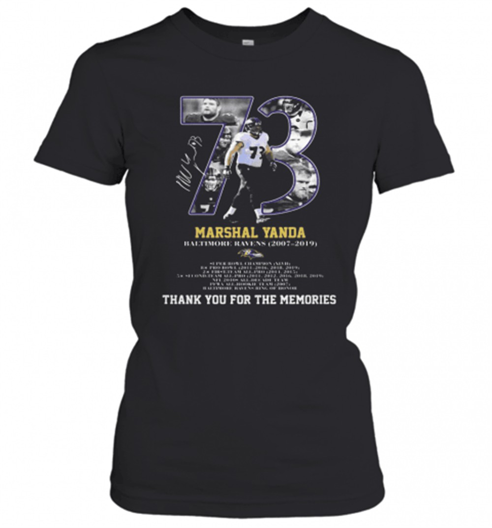 73-marshal-yanda-baltimore-ravens-2007-2019-thank-you-for-the-memories-signature-vkzv0psq 73 Marshal Yanda Baltimore Ravens 2007 2019 Thank You For The Memories Signature T-Shirt