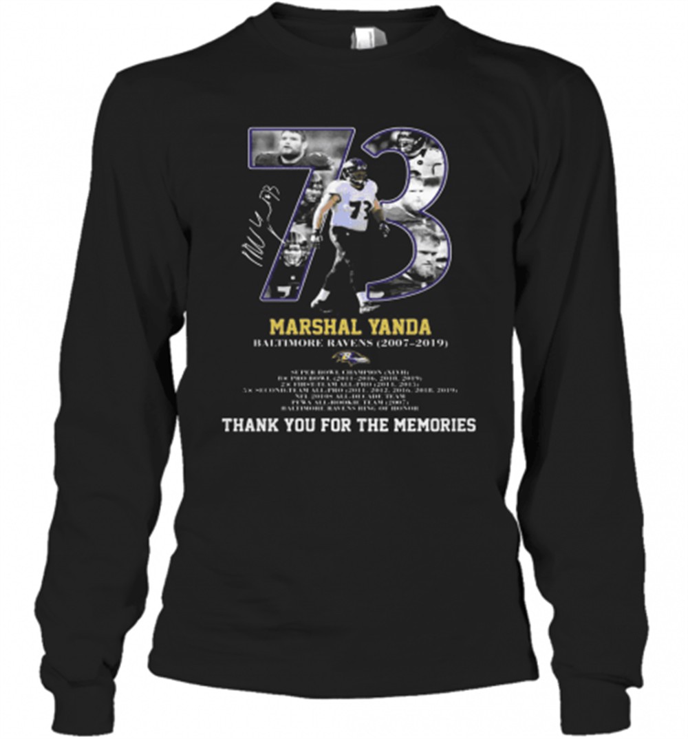 73-marshal-yanda-baltimore-ravens-2007-2019-thank-you-for-the-memories-signature-vkzv0psq 73 Marshal Yanda Baltimore Ravens 2007 2019 Thank You For The Memories Signature T-Shirt