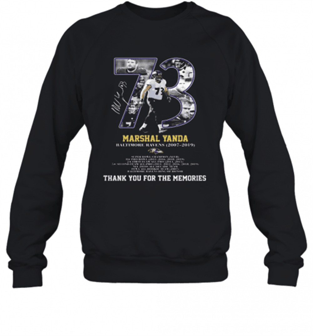 73-marshal-yanda-baltimore-ravens-2007-2019-thank-you-for-the-memories-signature-vkzv0psq 73 Marshal Yanda Baltimore Ravens 2007 2019 Thank You For The Memories Signature T-Shirt