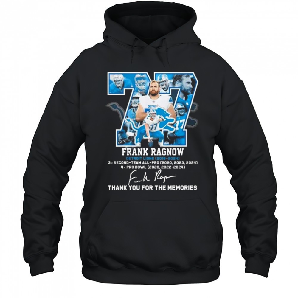 77 Frank Ragnow Detroit Lions Team Thank You For Memories 2025 Signature Shirt