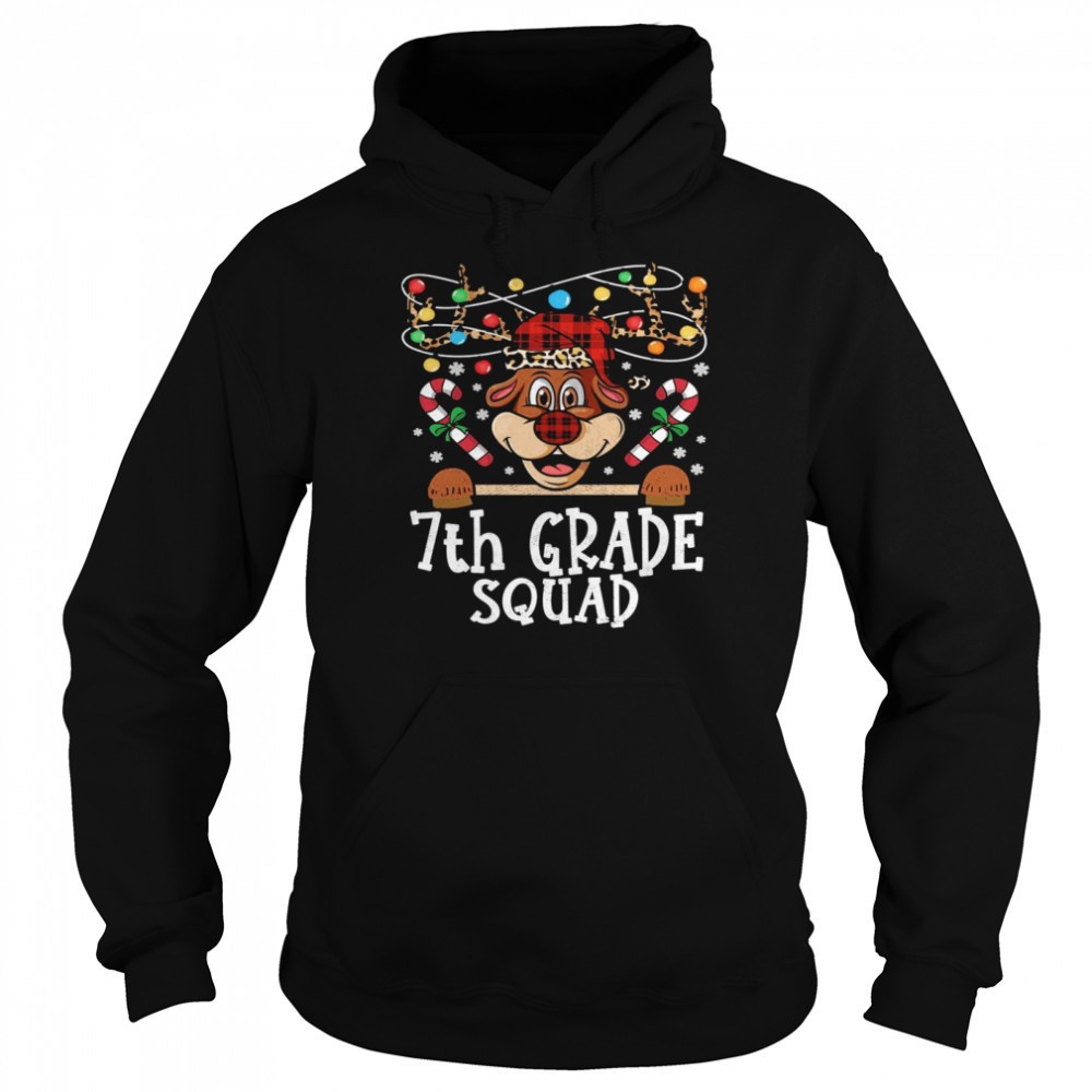 7th grade Squad Reindeer Christmas Teacher squad Xmas Lights Shirt