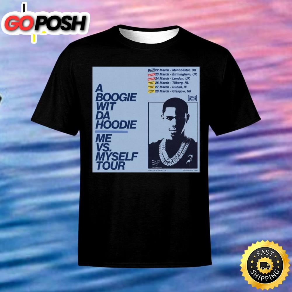 A Boogie Wit Da Hoodie Me vs. Myself Concert Tickets Black T-shirt