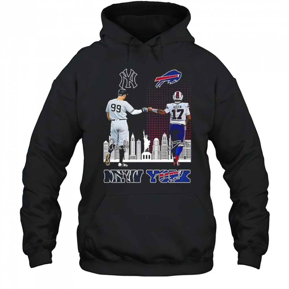 Aaron Judge New York Yankees touch hand Josh Allen Buffalo Bills 2025 Legendary stars shirt