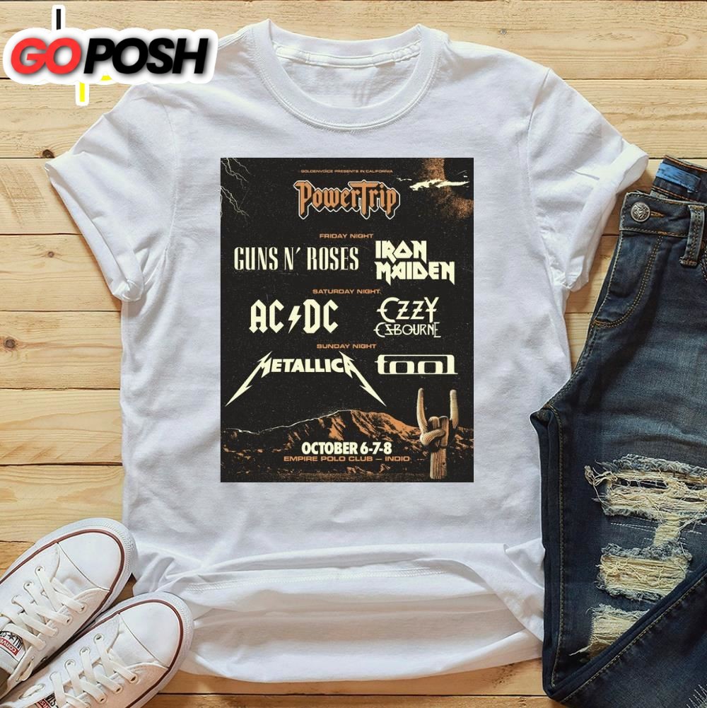 Ac-Dc Tour 2025 Power Trip White Unisex T-Shirt