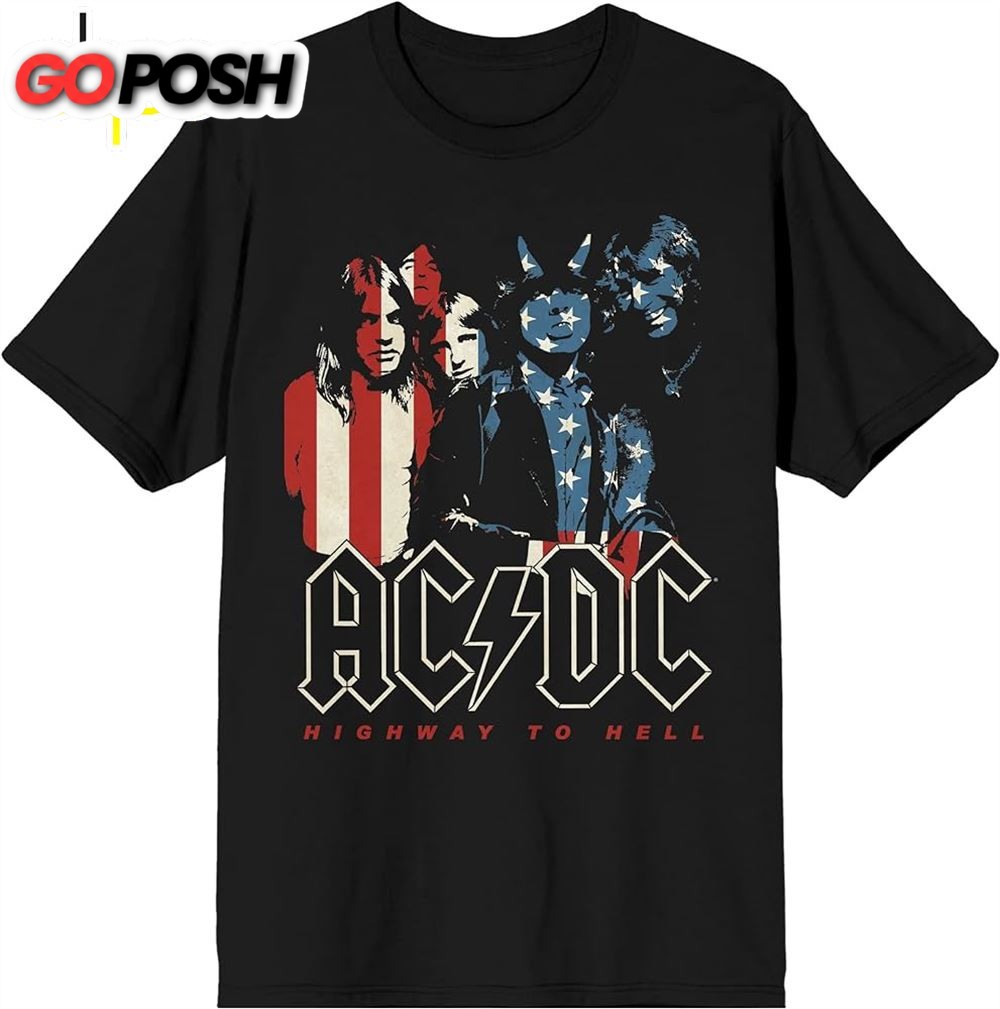 Acdc 2025 Highway To Hell Flag New Official Mens Black T-Shirt