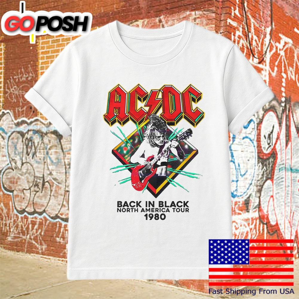 Acdc Back In Black North America Rock Tour 1980 Band T Shirt
