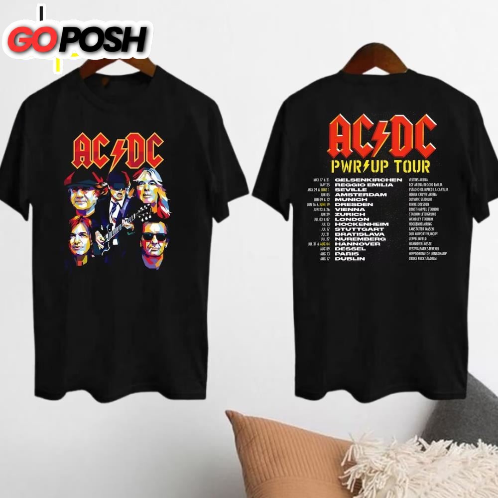 Acdc Band 90s Vintage Shirt, Acdc Pwr Up World Tour 2024 Shirt