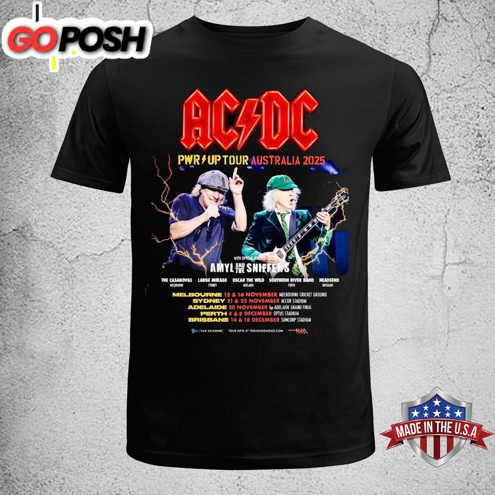 ACDC PWR Up Tour Australia 2025 City Dates With Special Guests Unisex T-Shirt