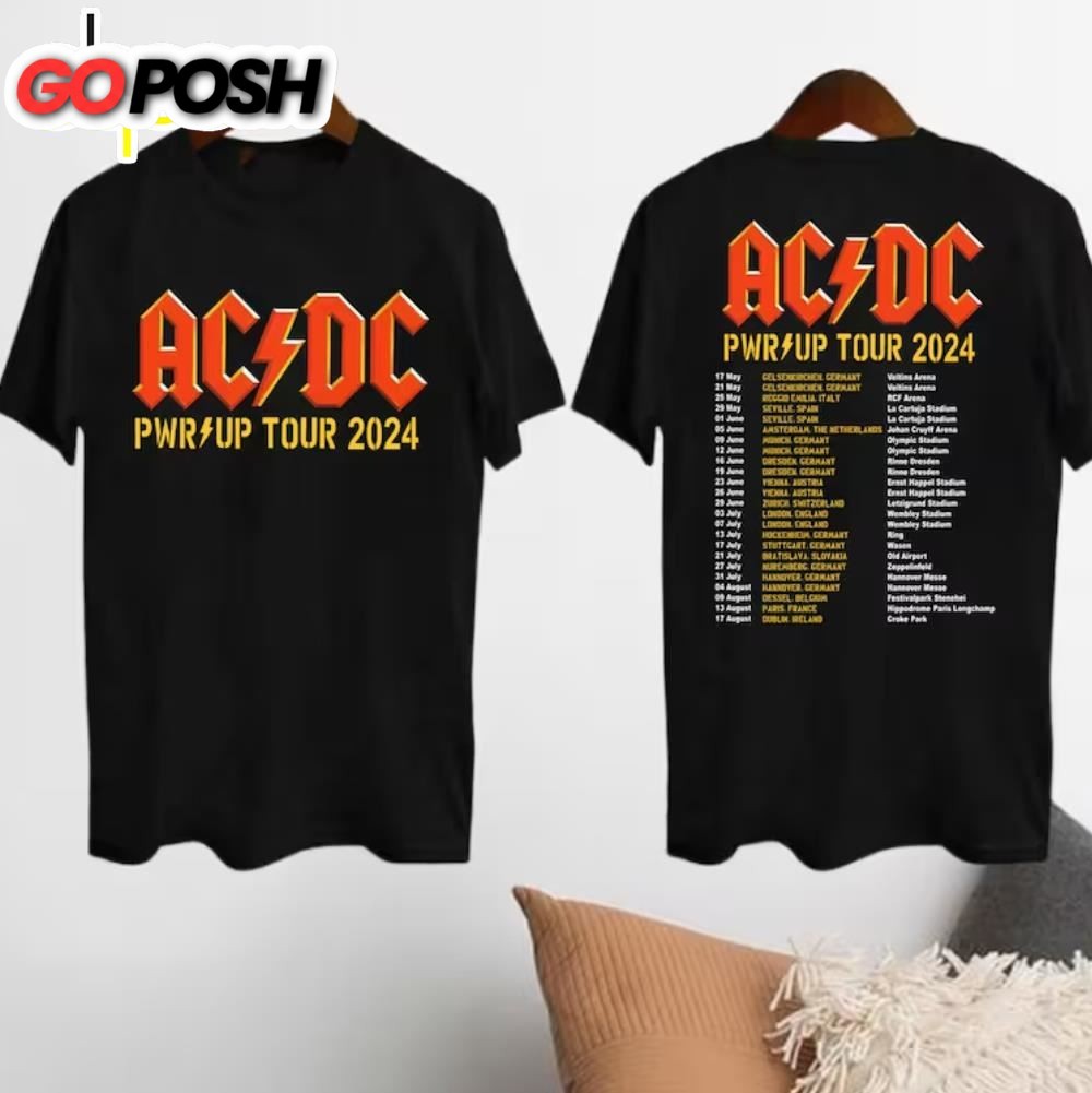 Acdc Pwr Up World Tour 2024 Shirt, Rock Band Acdc Tour 2024 Shirt