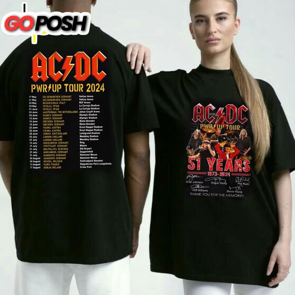 ACDC Rock Tour 2024 Pwr up World Tour T-shirt