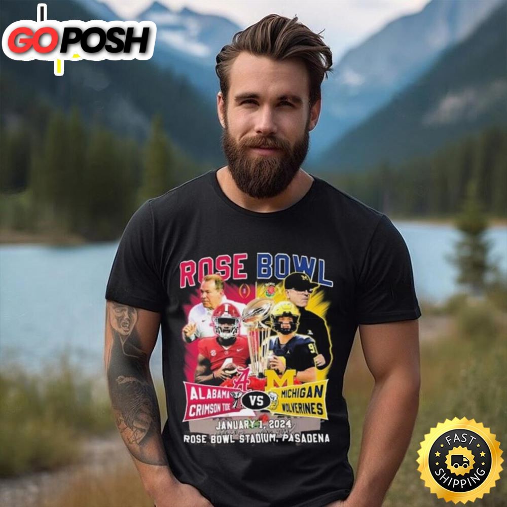 Alabama Crimson Tide Vs Michigan Wolverines Rose Bowl Game Match Up January 1, 2025 Tee Shirt