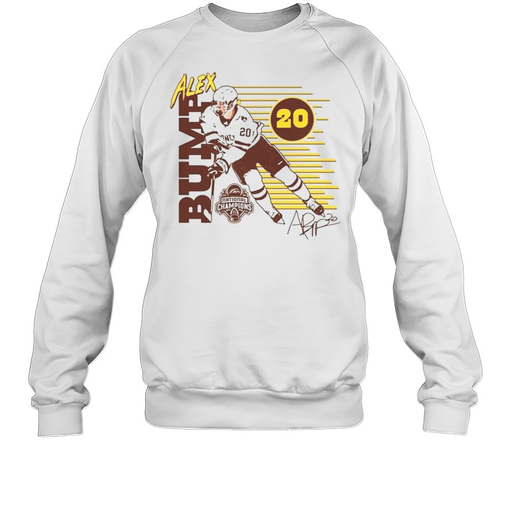 Alex Bump Western Michigan Broncos Ash 2025 National Mens Hockey Champions NIL Shirt