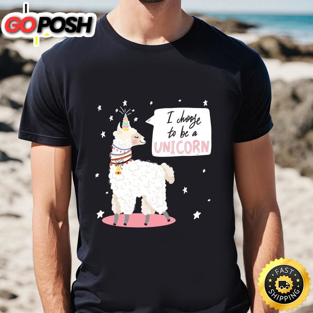 Alpaca With Unicorn Horn Valentine T-shirt