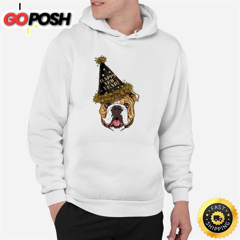 American Bulldog Happy New Year 2025 Dog New Years Eve Party Unisex Basic T-shirt