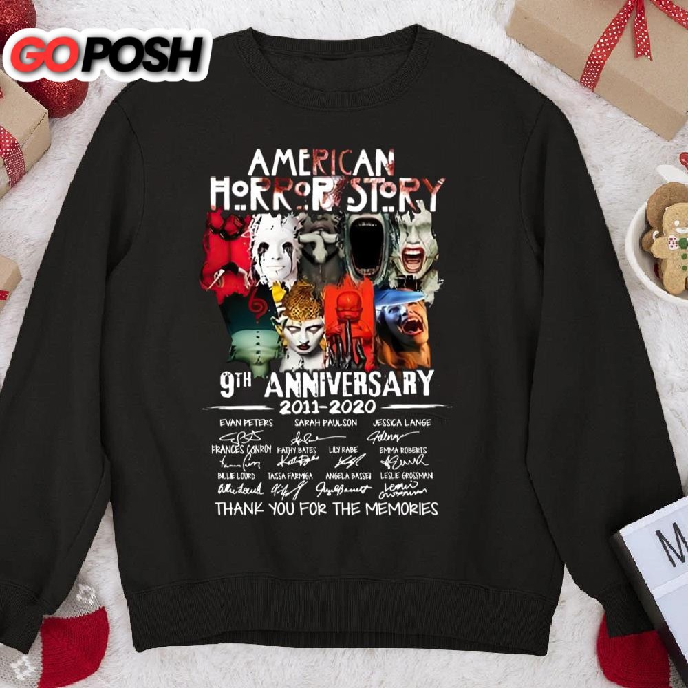 American Horror Story 9th Anniversary Actors Signature Thank You For The Memories Sweatshirt