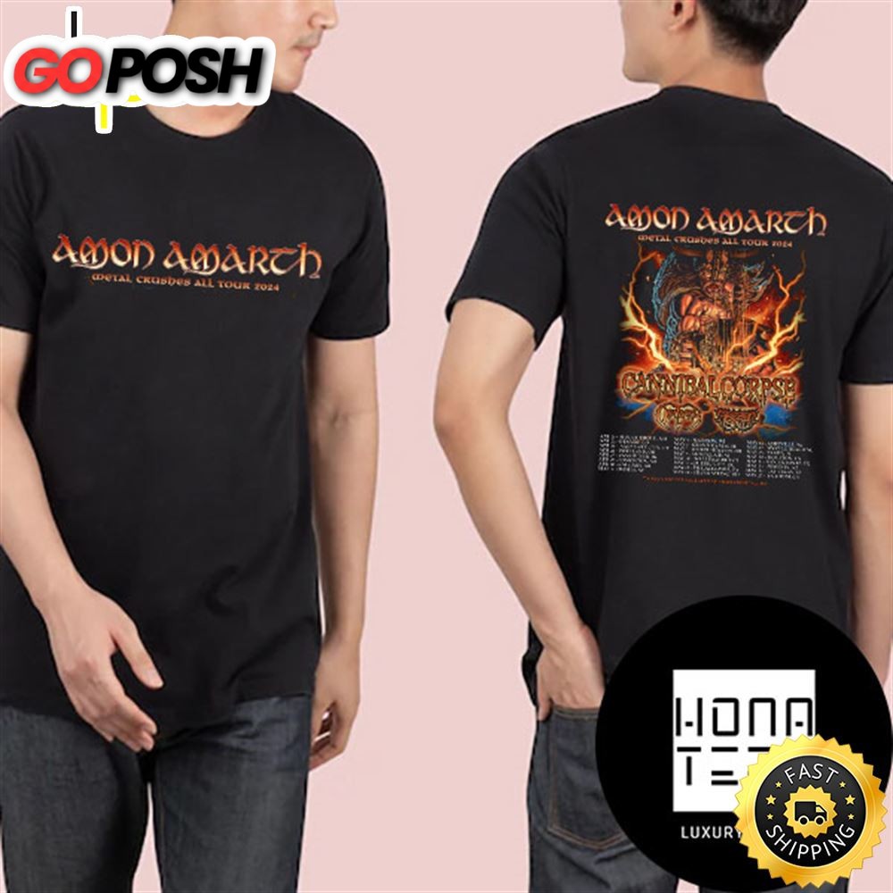 Amon Amarth Metal Crushes All Tour Vikings Of North America 2024 Fan Gifts Two Sides Classic Shirt